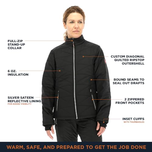 RefrigiWear Women’s Quilted Jacket – Insulated Winter Coat with Reflective Lining, Zip Pockets & Thumbhole Cuffs3