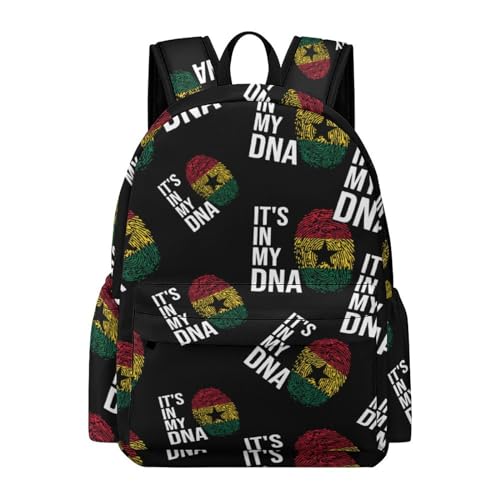 It's in My DNA Ghana Flag Cute Backpack Causal Daypack Travel Laptop Backpack Funny Print for Men Women 12 X 5.9 X 16.5 Inch