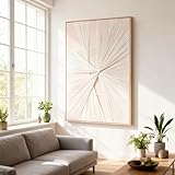 Artists' Handicraft, Large 3D Fabric Hand Painted Framed Wall Art, Minimalist Modern Luxury Artwork, Abstract Boho Modern Long Beige Wall Decor, Neutral Trendy Paintings for Living Room Bedroom Hallway Office, Vertical, 30x45 In
