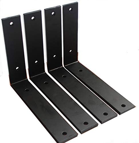 4 Pack - L 8" x H 6" x W 1.5", 5mm Thick Rustic Shelf Bracket, Iron Shelf Brackets, Metal Shelf Bracket, Industrial Shelf Bracket, Modern Shelf Bracket, Decorative Shelving, Shelf Supports with Screws