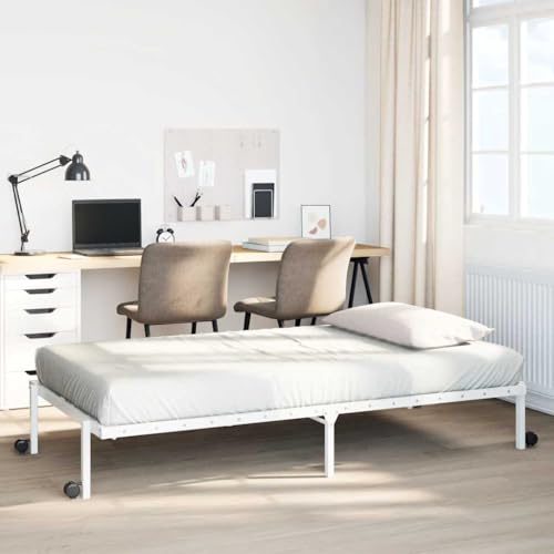 vidaXL Giroletto Senza Materasso Pieghevole Bianco 100x190 cm Acciaio, Struttura Letto in Metallo, Struttura Letto Pieghevole, Base Letto