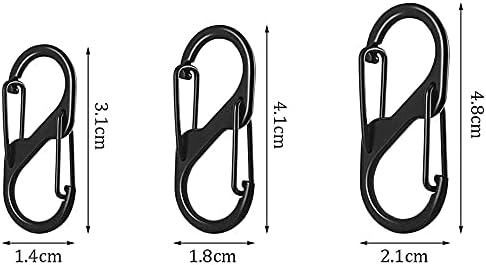 DEXIFUXI 30PCS S Small Carabiner Keyring Clip, 3 Sizes Dual Spring Opening Keychain Clip S Ring Locking Carabiner Buckle Double Clip Hook for Outdoor Hiking Fishing Camping