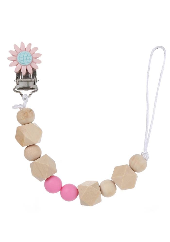 Factory Price Pacifier Clips for Babies,Silicone Playful Teething toy with Soft-ended Clip cloth holder Multi Color holder D.Pink