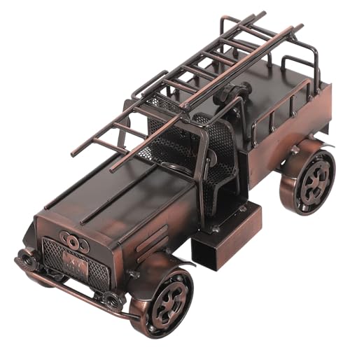 Vehículo réplica antiguo de camión de bomberos metal fundido adorno