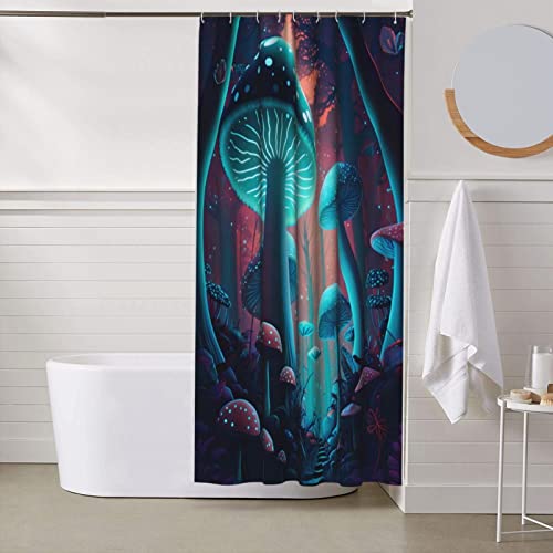 Yoette Strange Mushroom Shower Curtain For Bathroom With Hooks Space Forest Plant Planet Shower Curtain Home Washable Bathtubs Decor Fabric 72" X 72" #TOP5