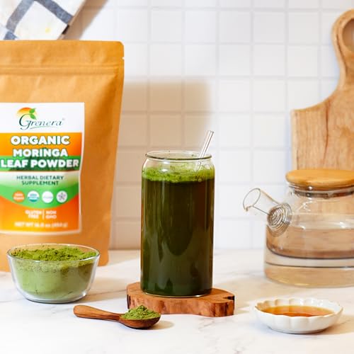 Grenera Organic Moringa Leaf Powder 1 kg, Drumstick Leaf Powder, Pure Shigru for Healthy Life, Organic Certified, No Chemicals or Preservatives