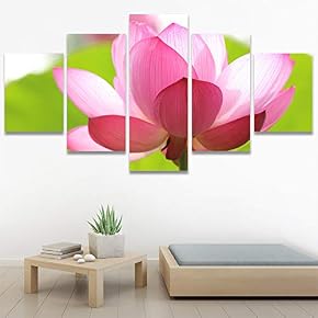 SIGNWIN 5 Panel Canvas Wall Art Bright Flowers...