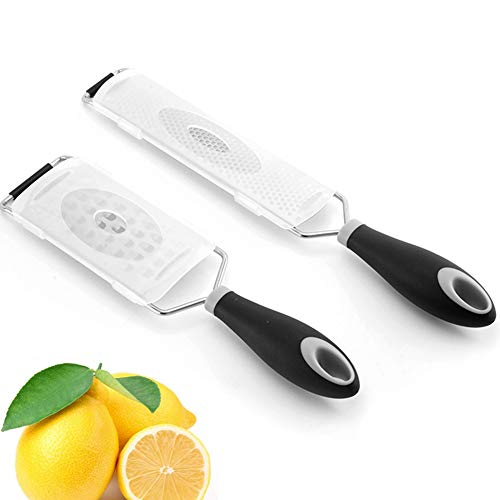 SOYDAN ZHIYOU - Lemon Zester, Cheese Grater 2 Pieces for Citrus, Parmesan, Chocolate, Nutmeg, Garlic, Ginger Comfortable Handle and Stainless Steel Blades with Protective Cover,2pcs/165