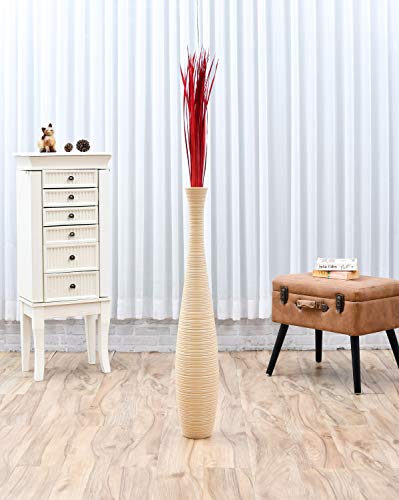 Image of Leewadee Tall Vase Filler , Natural Grass Stems - 2 Bunches of Colored Branches for Vases, Carefully Dried Twigs for Home and Bar Decoration, 45 inches, Red