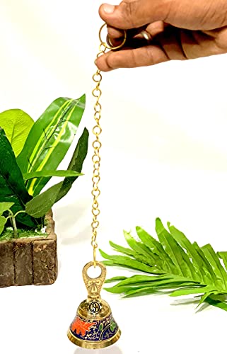 Image of DSH Pure Brass Hanging Bell with Chain for Temple Mandir Door Home Decorative Ringing Bell (Bule, 1)
