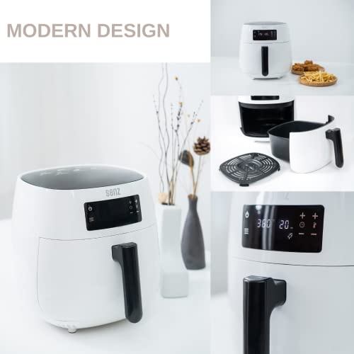 Senztronics 4.3 Quart Air Fryer, Electric Hot Air Fryers Oilless Cooker With Digital Lcd Touch Screen, Nonstick Basket, 1400W, Ul Listed (White) #TOP6