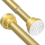 AIZESI Shower Curtain Pole 79-195cm Extendable Curtain Poles No Drilling Gold Tension Rods For Curtains Telescopic Shower Curtain Rail For Bathroom Bedroom Window Closet