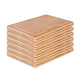 BAMBUMI Frühstücksbrettchen Bambus-Holz, Schnittflächen aus einem Stück Bambus, Holzbrettchen, Servierbrett, Küchenbrett, Brotzeitbrett (24x17x1,8 cm 6er Pack)