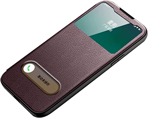 Étui en cuir véritable pour iPhone 14 Pro Max marron, protection luxe anti-choc chic