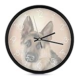 German Shepherd Custom Round Wall Clock Silent Quartz Movement for Home Office Decorative Black-style-18