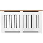Blisswood Radiator Cover Vertical Pattern Slatted Radiator Covers MDF Wood Heating Covers Wood Top Shelf For Living Room Home Bedroom (White, Large)