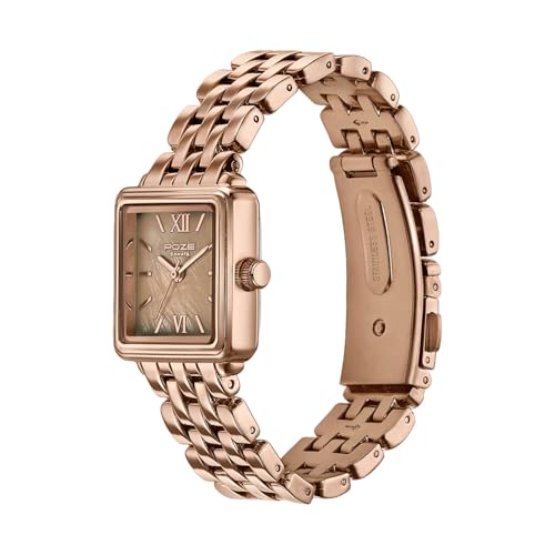 Image of Sonata Poze 8 Quartz Analog with MOP Brown Dial IP Rose Gold Solid Link Strap Watch for Women - SP80178WM01