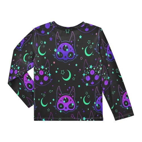 Boys Rash Guard Swim Shirt Long Sleeve UPF+ 50 Sun Shirts Quick Dry Shirt Light Cat Head for Toddler Kids2