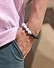 Wizock Triple Obsidian/Lava Stone/Agate Beaded Bracelets for Women Men Essential Oil Diffuser Yoga Meditation Stretch Bracelets (White) #3