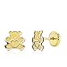 Orecchini bambina Orsetto Oro bicolor 18 K 6,5 x 6,5 mm chiusura vite