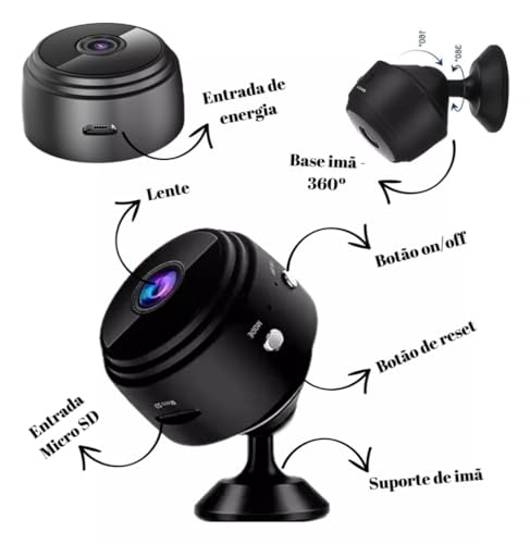 Câmera Espiã Wi-Fi Visão Noturna A9 Mini, Gravador de Voz