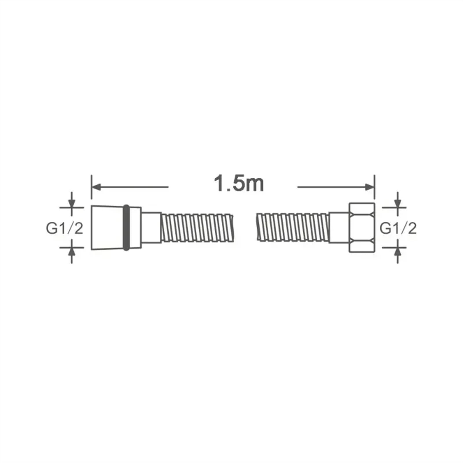 Manguera de ducha flexible con muelle Manguera de ducha negra, montaje de baño, tubo de baño suave de PVC, tubería de agua de 1,5 metros(Silver)
