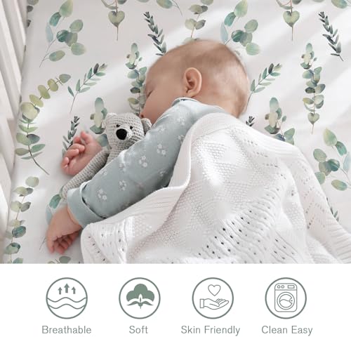 Image of Little Grape Land Pack and Play Sheets Mini Crib Sheets Soft Breathable Pack N Play Sheets, Playard Fitted Sheet 2 Pack Stretchy Fits 38 inchx26 inch Playard Mattress