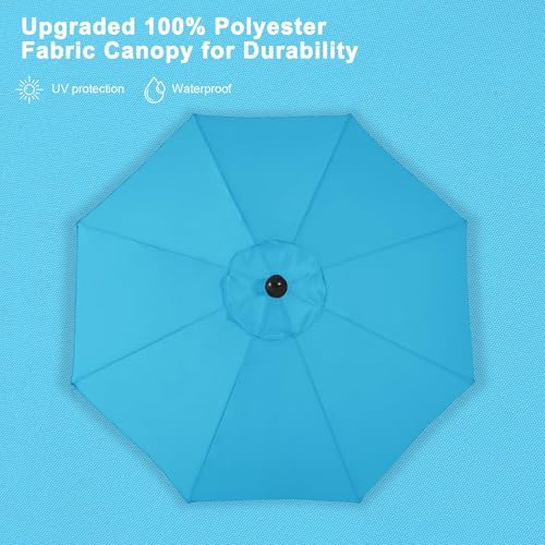 Image of ABCCANOPY 7.5FT Patio Umbrella Outdoor 6 RibsTable Umbrella(Turquoise) | Fade & UV Resistant Fabric,6 Fiberglass Ribs,Smooth Crank System,Wind Resistance,Great for Patio,Backyard,Garden,Deck