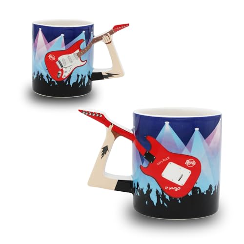 Winkee Rocks - Rock Tasse I Kaffeetasse mit Gitarren Henkel I ca. 400ml I Rock-Becher für Deinen Kaffee & Tee