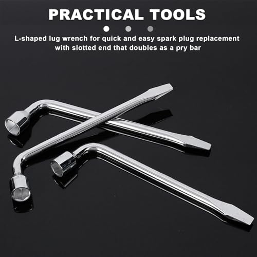 Image of Car Spare Tire Wrench, 19mm L Type Slotted End Socket Repair Tool for Jack, Carbon Steel Hexagon Auto Spare Tire Lug Wrench Tire Replacement Tool for Car, Car Accessories