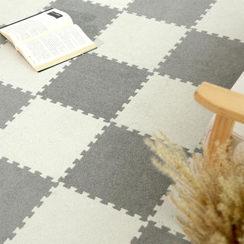 AHTCPO Interlocking Carpet Tiles, Square Foam Floor Tiles Mat, Cuttable