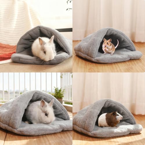 Luxvara Meerschweinchen Bett Kuschelhöhle Höhle Waschbar Kaninchen Kuschelhöhle für Hamster Kaninchen Igel Chinchilla Bartagamen und Frettchen (Hellgrau)