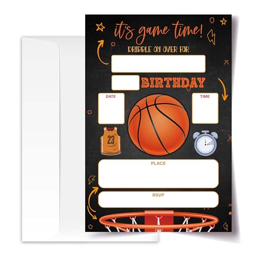 Invitaciones de baloncesto para evitar olvidos en cumpleaños de niños tarjetas con sobre de 4x6