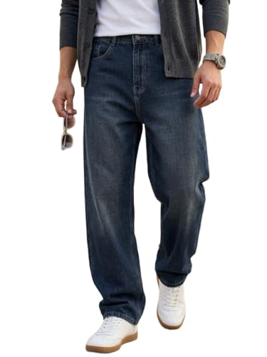 Image of Urbano Fashion Men's Loose Baggy Fit Washed Jeans Non-Stretchable
