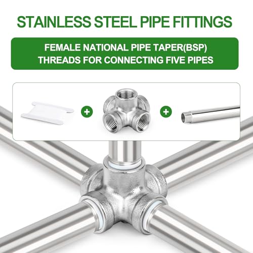 Accesorios de tubería de 5 vías de acero inoxidable 1 pulgada BSP de alta resistencia 6