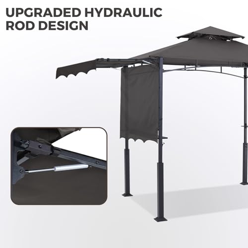ABCCANOPY Grill Gazebo with Extra Awning - 11x5 Outdoor BBQ Canopy Shelter with 2 Led Lights for Patio Backyard Grilling (Dark Grey) - Image 2