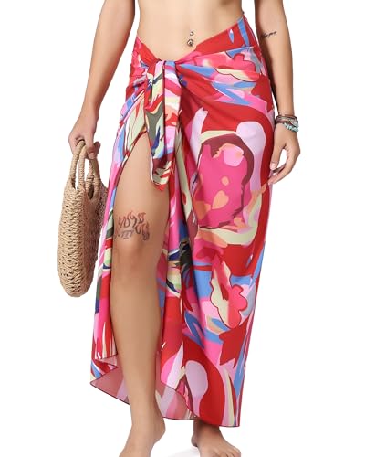 Image of Rossopesca Womens Beach Sarong Chiffon Swimsuit Coverups Sheer Bikini Wraps for Swimwear Bathing Suit Cover Up