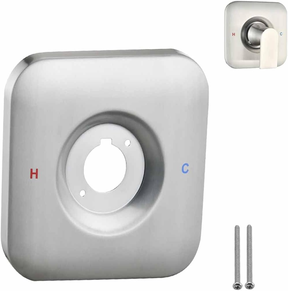 Matte Black Replacement Escutcheon Plate, Compatible with Genta LX Posi-Temp, for One-Handle Tub and Shower Faucets, Single Metal Square Shower Escutcheon Kit