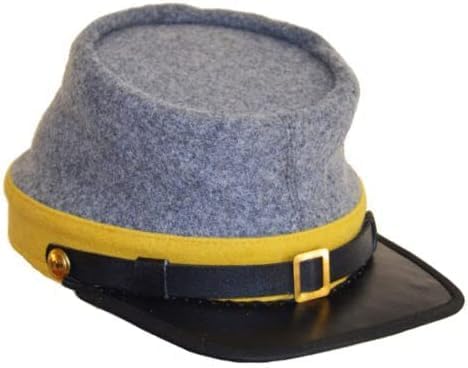 American Civil War Officer Plain Kepi Yellow Band – Confederate Grey Wool Hat/Cap