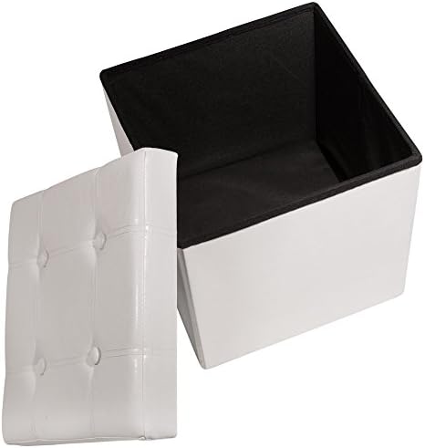 TecTake 38x38x38 cm Folding Stool Chest Storage Box Chair Footstool Faux Leather