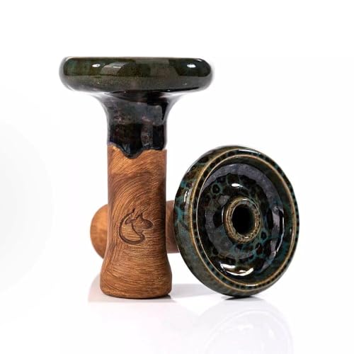 Dschinni Headshot Phunnel [Irish-Moss] - Glasierter Shisha Tonkopf (Einloch) - Geschmacksneutral & Hitzebeständig - Premium Hookah Bowl Zubehör für Tabak & Dampfsteine