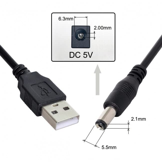 chenyang USB 2.0 A Type Male to 5.5x2.1mm DC Power Plug Barrel Connector DC 5V Cable 100cm