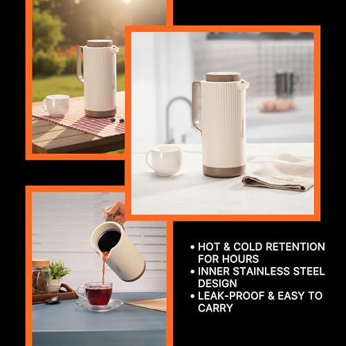 Image of Trueware Amaze ISI Certified Inner Steel Thermoware 1200 ML Hot & Cold Flask Jug, BPA Free, Leak Proof, Ideal for Tea, Coffee, Water, Hot and Cold Beverages