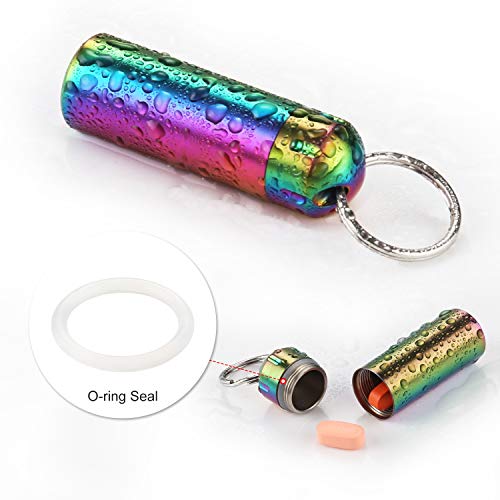 Vtar Personal Pill Organizers, Waterproof Single Chamber Stainless Steel Travel Small Pill Box, Keychain Pill Holder Container For Purse Or Pocket #TOP1