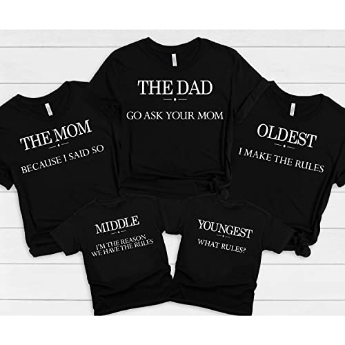 Ask Your Mom, Youngest, Middle, Oldest Matching T-Shirt, Family Vacation Matching T-Shirts, Camping Family Tee, Funny Trip Matching Tshirt, Gift for All Family Members3