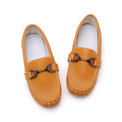 Image of SOFMUO Boys Girls Leather Loafers Slip-On Oxford Flats Boat Dress Schooling Daily Walking Shoes(Toddler /Little Kids)