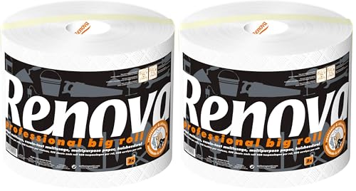 Renova Bobine Papier Multiusage Professional Big roll, très résistant et 100% recyclé, 2 plis, 1 rouleau (Lot de 2)