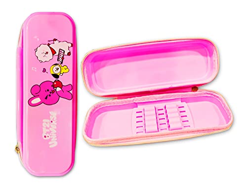 Image of Neel Pencil Case for Kids, School Stationery, BT-21 Theme, Pink, 1L Capacity, 22cm x 9cm x 5cm