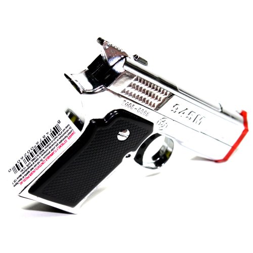 9MM Hand Gun Chrome Color Dual Jet Flames Refillable Butane Torch Lighter 3 Inch