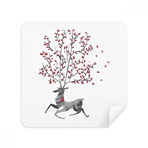 Chiffon en suède renne de Noël pour nettoyer lunettes et écrans de téléphone 2pcs